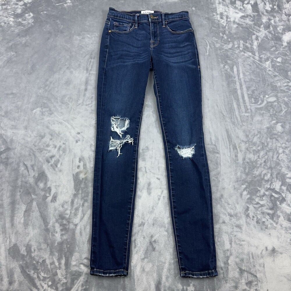 Frame Jeans Womens Size 26 Blue Le Skinny De Jeanne Stretch Denim Low Rise
